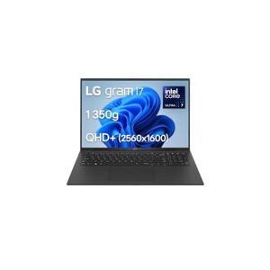 LG Gram 17Z90S-G.AD7BF PC Portable 17" 1350g, écran IPS QHD+ 16:10, Plateforme Intel® Evo™ Ultra 7 155H, RAM 32Go, SSD 2To NVMe, Intel Iris XE, Thunderbolt™ 4, Windows 11, Clavier AZERTY, Noir - Publicité