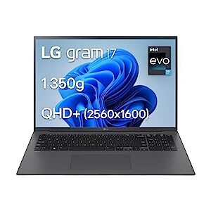 LG gram 17Z90R-G.AA76F PC portable 17" 1350g, écran IPS QHD+ 16:10, Plateforme Intel Evo i7-1360P, RAM 16Go, SSD 512Go NVMe, Intel Iris Xe, Thunderbolt 4, Windows 11, Clavier AZERTY, Gris - Publicité