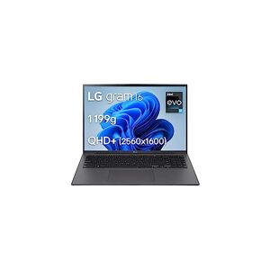 LG gram 16Z90R-G.AA56F PC portable 16" 1199g, écran IPS QHD+ 16:10, Plateforme Intel Evo i5-1340P, RAM 16Go, SSD 512Go NVMe, Intel Iris Xe, Thunderbolt 4, Windows 11, Clavier AZERTY, Gris - Publicité