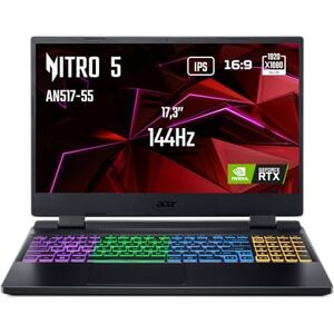 Acer Nitro 5 AN517-55-74QE Ordinateur Portable Gaming 17,3'' Full HD IPS 144 Hz, PC Portable Gamer (Intel Core i7-12650H, NVIDIA GeForce RTX 4060, RAM 16 Go, 512 Go SSD, Windows 11) PC Gaming Noir - Publicité