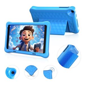 Wqplo Tablette pour Enfants 8 Pouces Android 12 Tablette Enfants 1280 * 800 IPS HD Écran 4000 MAH WiFi Bluetooth Double caméra Mode de Contrôle Parental Case d'amortissement (Bleu) - Publicité