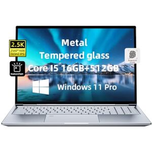 Morostron Ordinateur Portable 16" Win11 en métal, Core i5 3,6GHZ, 16 Go de RAM, 512 Go SSD, écran IPS 2,5K, Clavier rétroéclairé et Reconnaissance d'empreintes digitales, Type-C, Gris - Publicité