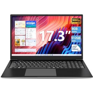 SGIN 17 Pouces Ordinateur Portable, 8 Go RAM 512 Go SSD Notebook, Celeron  Quad Core, Up to 2.8 Ghz, 1920 * 1080 FHD, 2.4/5.0G WiFi, 4.2 Bluetooth,  Prend en Mémoire Extensible 512 Go TF - Comparez sur  - (Janvier  2024) - Publicité