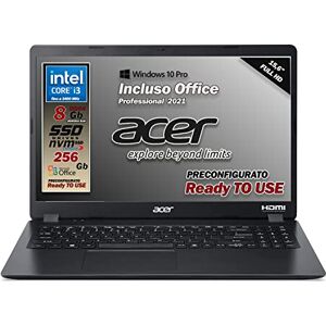 Acer Extensa 15 PC portable, ordinateur portable avec processeur Intel Core i3-1005G1, Ram 8 Go DDR4, SSD 256 Go Nvme, écran 15.6" FHD, graphique Intel UHD, Windows 10 Pro, prêt à l'emploi, Italie - Publicité