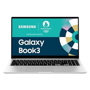 Samsung Galaxy Book3, Ordinateur Portable, 15.6", Intel Core i7, 16Go RAM, 512 Go SSD, Iris Xe Graphics, Ecran anti-reflets, Argent, Clavier AZERTY FR - Publicité