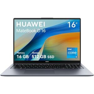 Huawei MateBook D16 Ordinateur Portable Intel® Core™ i5-12450H, 16 Go RAM, 512 Go SSD, Écran 16'' FullView, Non Tactile, Windows 11 Home, Clavier AZERTY, Gris - Publicité