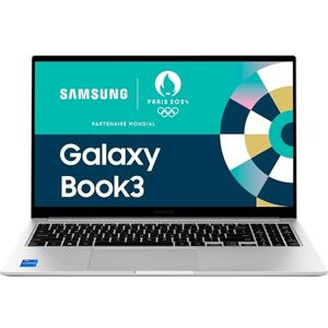 Samsung Galaxy Book3, Ordinateur Portable, 15.6", Intel Core i7, 16Go RAM, 512 Go SSD, Iris Xe Graphics, Ecran anti-reflets, Argent, Clavier AZERTY FR - Publicité