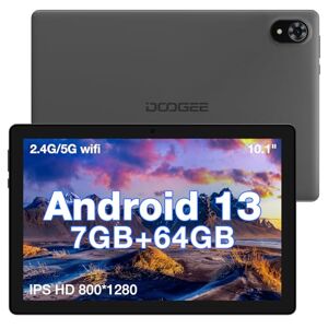 DOOGEE U9 Tablette 10.1 Pouces Android 13, Tablette Tactile 7Go RAM + 64Go ROM 5060 mAh WiFi 6 1280×800, Widevine L1/Bluetooth 5.0/OTG/Type C/G-Sensor, Gris - Publicité