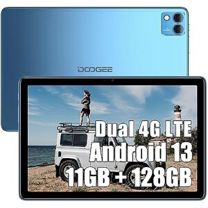 DOOGEE T10S Tablettes Tactiles(2023), 11GB RAM + 128GB ROM (TF 1TB) Octa-Core, Batterie 6600mAh, TÜV SÜD 10,1 Pollici, Dual 4G LTE/SIM, 8MP + 5MP, Android 13, GPS Face ID Bleu - Publicité