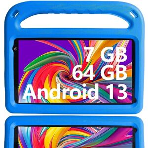 GOODTEL 2024 Nouvelle Tablette Android 13 7 Pouces pour Enfants 7 Go RAM+64 Go ROM, WiFi, Bluetooth, GPS, Education, Google Play Store, Contrôle Parental, Emplacement MicroSD avec étui EVA- Bleu - Publicité