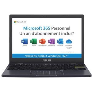 PC Ultra-Portable Asus Vivobook E210MA-GJ435WS 11,6" Intel Pentium 4 Go RAM 128 Go eMMC Noir étoile Noir étoile - Publicité