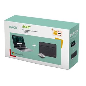 Pack Chromebook Acer CB314-2HT Ecran tactile 14" Mediatek 8 Go RAM 64 Go eMMC Gris argent + Souris sans fil + Housse Argent pur - Publicité