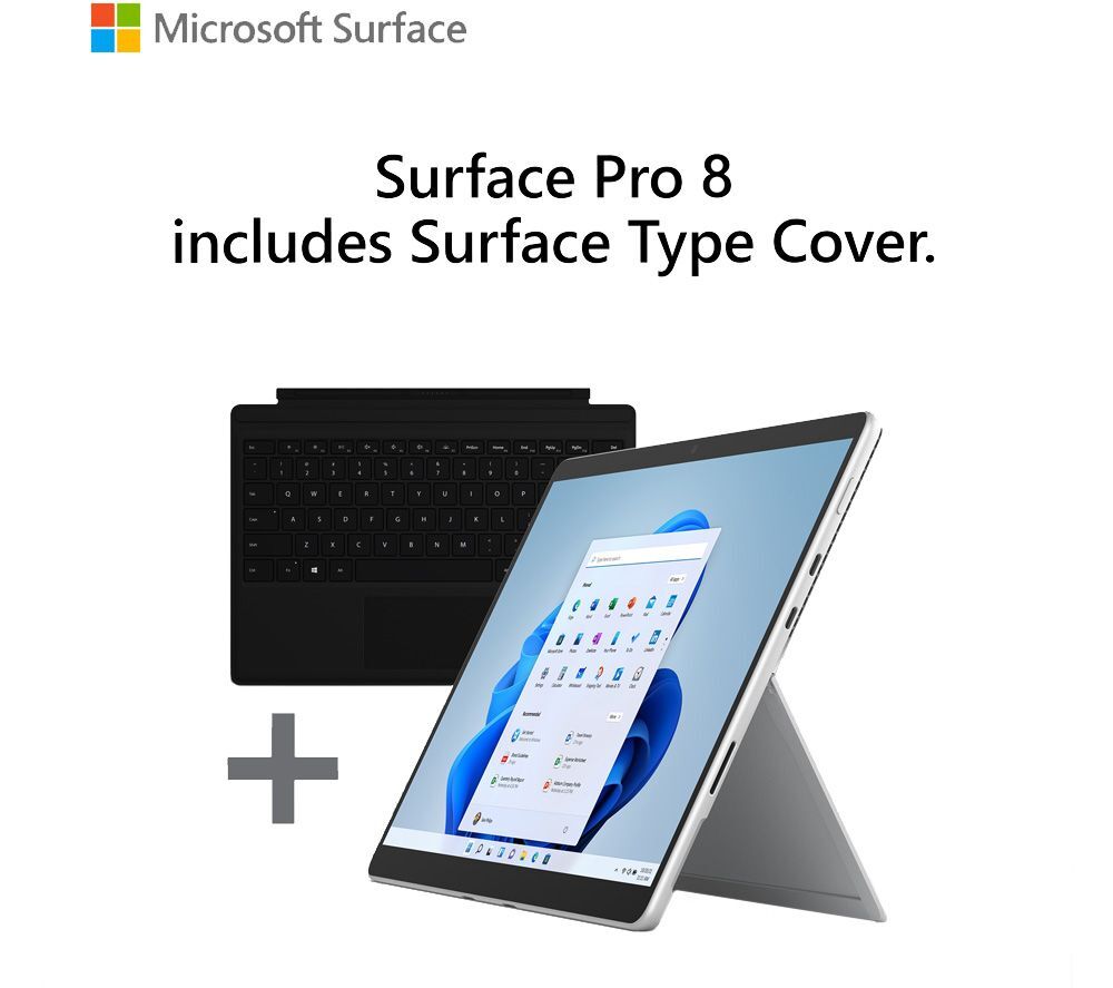 Microsoft 13" Surface Pro 8 &amp; Signature Typecover Bundle - Intel Core i5, 256 GB SSD, Platinum