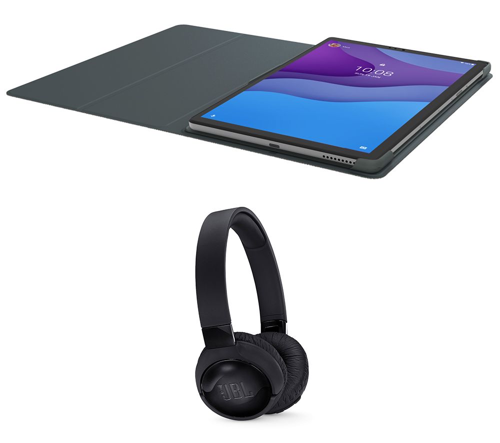 Lenovo Tab M10 Plus 10.3" Tablet, Sleeve &amp; JBL Wireless Headphones Bundle - 128 GB, Grey, Grey