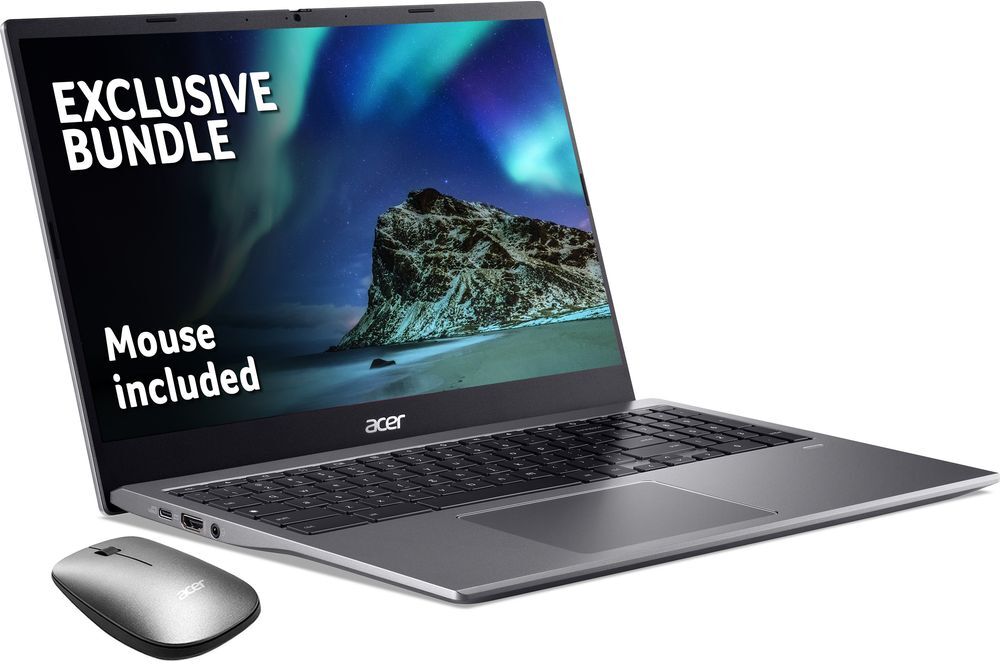 Acer 515 15.6" Chromebook &amp; Mouse Bundle - Intel Core i3, 128 GB SSD, Grey, Grey