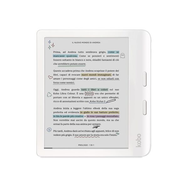 rakuten kobo libra colour lettore e-book touch screen 32 gb wi-fi bian