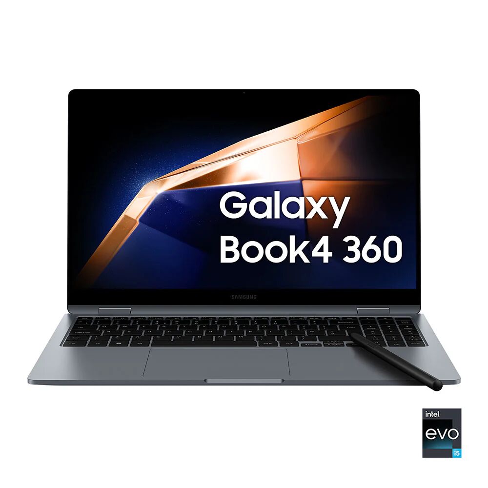 Samsung Galaxy Book4 360 Laptop, Intel® Core™ 5 120U, 16GB RAM, 512GB SSD, 15.6 Super AMOLED, Windows 11 Home, Moonstone Gray