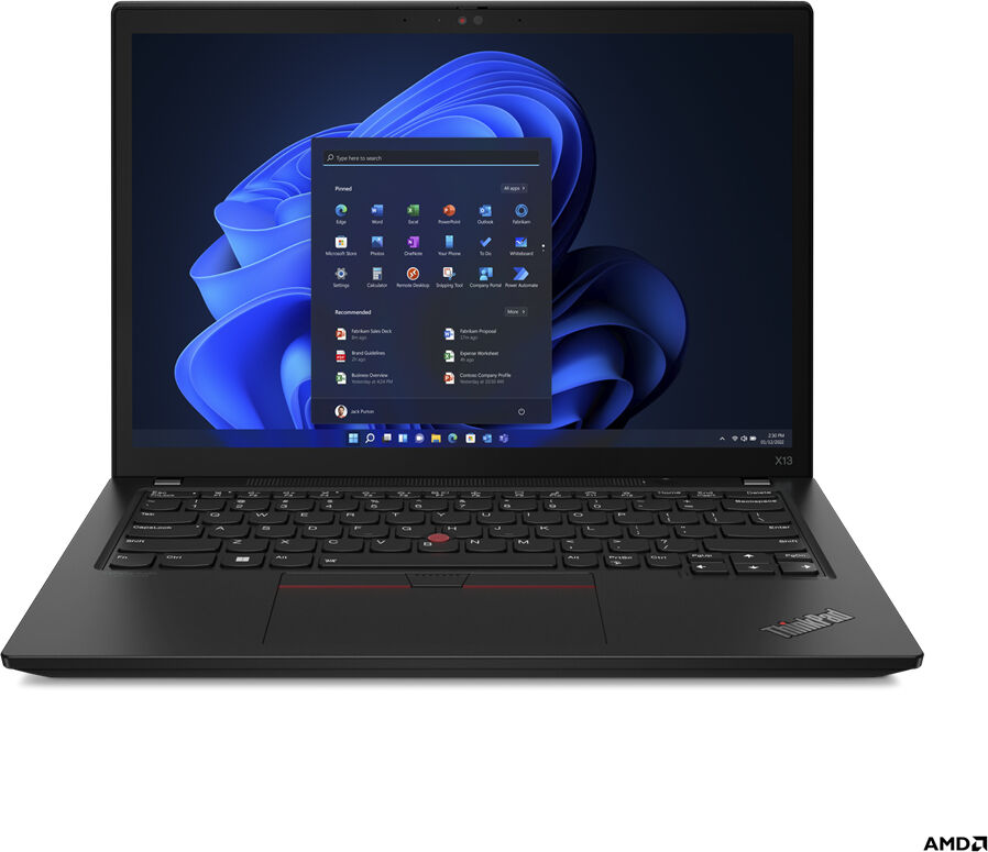 Lenovo Notebook  ThinkPad X13 AMD Ryzen™ 5 PRO 6650U Computer portatile 33,8 cm (13.3") WUXGA 16 GB LPDDR5-SDRAM 512 SSD Wi-Fi 6E (802.11ax) Windows 11 Pro Nero [21CM002CIX]