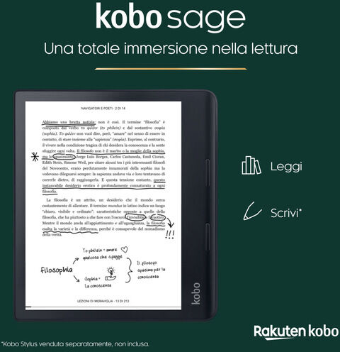 Rakuten Kobo Sage lettore e-book Touch screen 32 GB Wi-Fi Nero