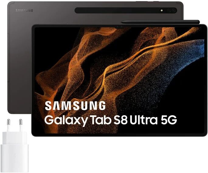 Samsung galaxy tab s8 ultra 5g 8gb/128gb 14.6'' preto + carregador 25w