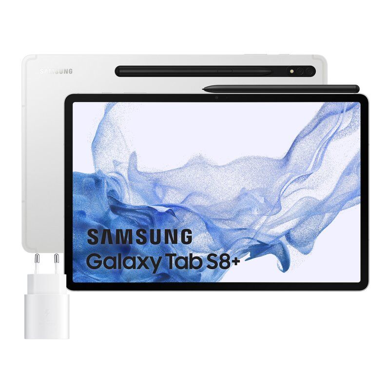 Samsung galaxy tab s8 plus wifi 8gb/128gb 12.4'' prateado + carregador 25w