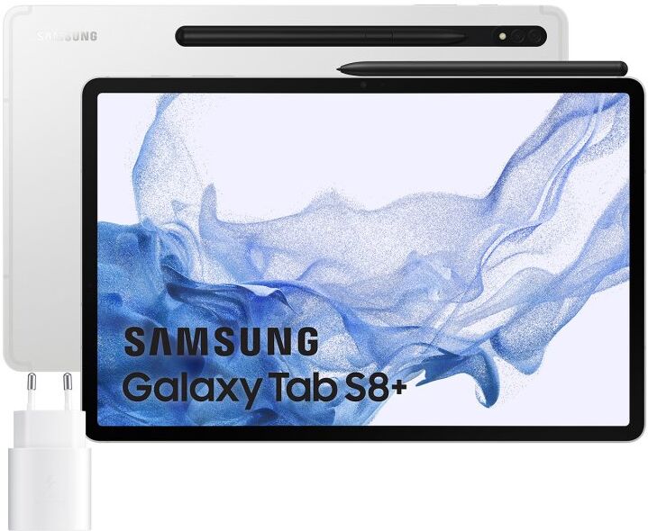 Samsung galaxy tab s8 plus wifi 8gb/128gb 12.4'' prateado + carregador 25w