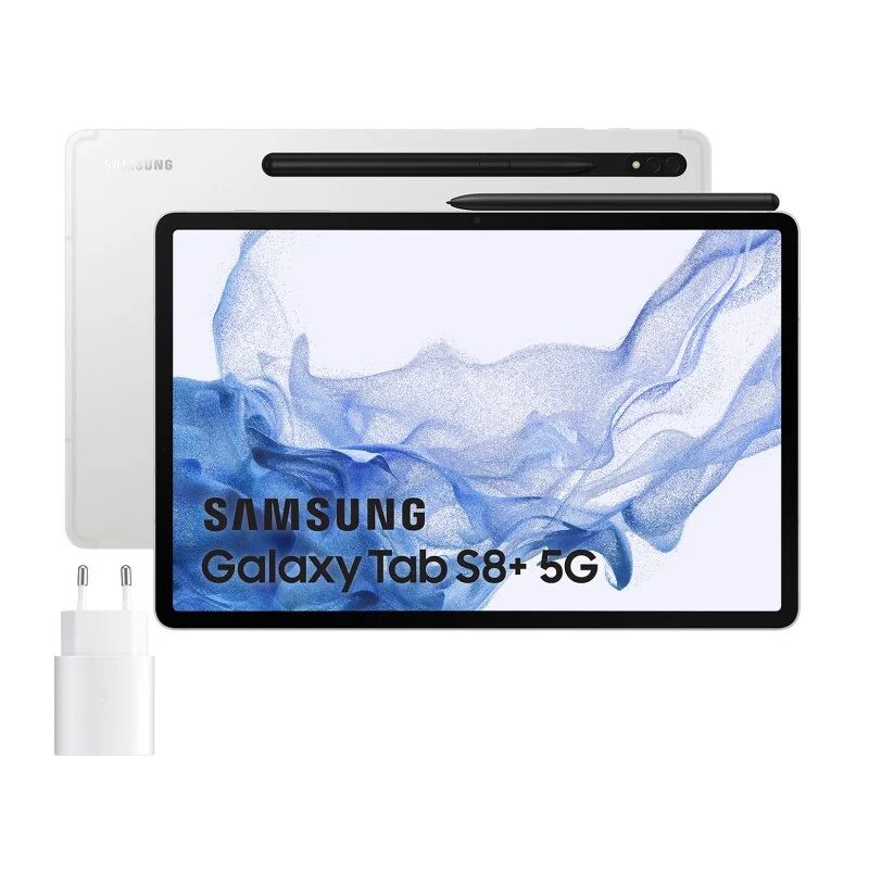 Samsung galaxy tab s8 plus 5g 8gb/128gb 12.4'' prateado + carregador 25w