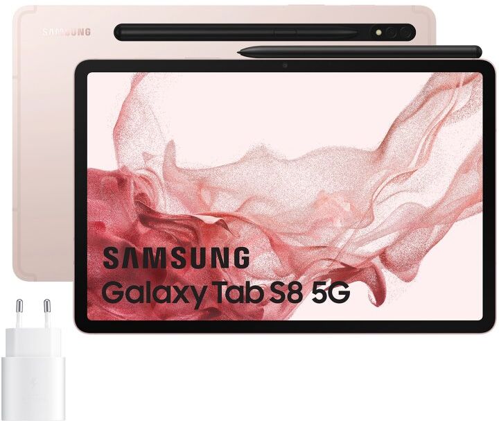 Samsung galaxy tab s8 5g 8gb/128gb 11'' rosa dourado + carregador 25w