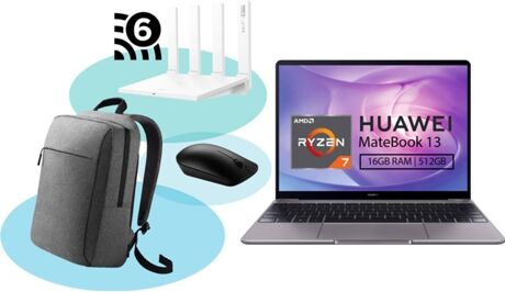 Huawei Pack Portátil MateBook 13 (13'' - AMD Ryzen 7 - 16 GB - 512 GB SSD) + Mochila + Rato + Router