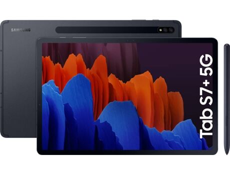 Samsung Tablet Galaxy Tab S7+ (12.4'' - 128 GB - 6 GB RAM - Wi-Fi+5G - Preto)
