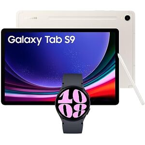 Galaxy Tab S9 5G Android Tablet, 128GB Storage, Beige, 3 Year Extended Warranty with a Samsung Galaxy Watch6, Bluetooth, 40mm, Graphite (UK Version)