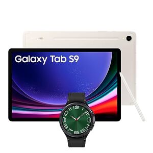 Galaxy Tab S9 5G Android Tablet, 128GB Storage, Beige, 3 Year Extended Warranty with a Samsung Galaxy Watch6 Classic, Bluetooth, 47mm, Graphite (UK Version)