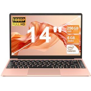 AOCWEI Laptop Computers Win 11, 14" 6GB RAM 256GB SSD Support 1TB SSD Expansion, 1920x1080 FHD Traditional Laptop, 2.4G+5G WiFi Bluetooth 4.2 Full Metal Notebook with Wireless Mouse-Gold