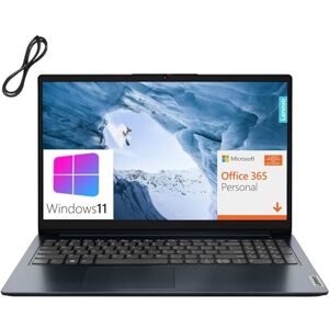 Lenovo IdeaPad 1 Business Laptop Computer, 15.6" FHD, Intel Pentium Silver N6000, 1-Year Office 365, 20GB DDR4 RAM, 2TB PCIe SSD, WiFi 6, BT 5.1, Abyss Blue, Windows 11 Pro S, BROAG Extension Cable