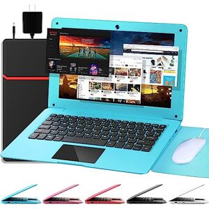 G-Anica Laptop Computer(10.1 inch), Quad Core Powered by Android 12.0, Netbook Computer with WiFi, Bluetooth, Mini Laptop for Kids and Adults（Blue）