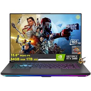 Asus ROG Strix G15 Gaming Laptop 15.6" WQHD IPS 165Hz (100% DCI-P3) AMD Octa-Core Ryzen 7 6800H (Beat i7-11370H) 64GB RAM 1TB SSD GeForce RTX 3060 6GB Graphics USB-C Backlit Win11 Black + HDMI Cable