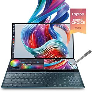 Asus ZenBook Pro Duo UX581 15.6” 4K UHD NanoEdge Bezel Touch, Intel Core i9-9980HK, 32GB RAM, 1TB PCIe SSD, GeForce RTX 2060, Innovative ScreenPad Plus, Windows 10 Pro - UX581GV-XB94T, Celestial Blue