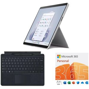 Microsoft 13" Surface Pro 9, 1 Year + 3 Months 365 Personal (5 devices), Type Cover & Slim Pen 2 Bundle - Intel® Core™ i5, 256 GB SSD, Platinum, Silver/Grey