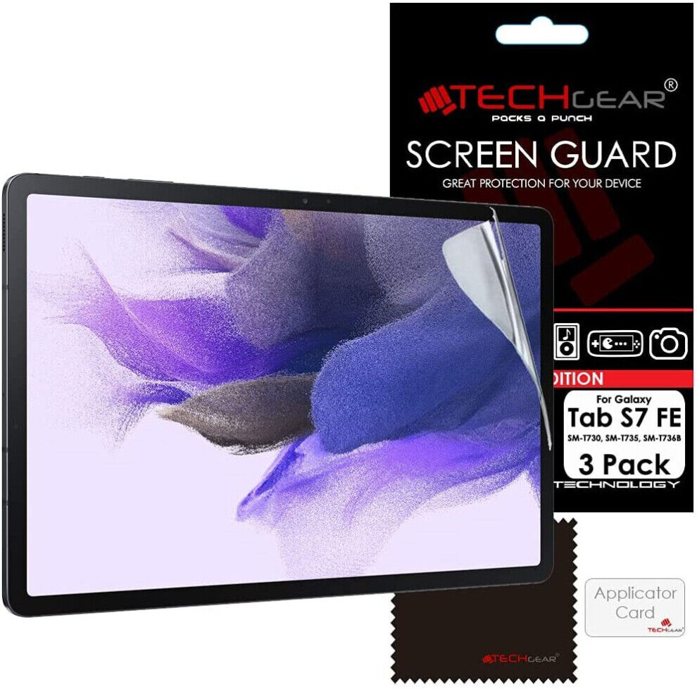 TECHGEAR 3 Pack Galaxy Tab S7 FE 12.4" Screen Protectors (SM-T730 / SM-T736), Ul