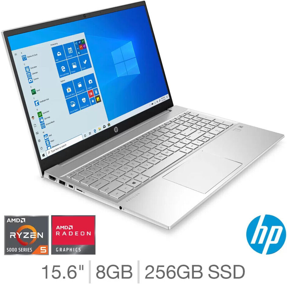 HP Pavilion Laptop, AMD Ryzen 5, 8GB RAM, 256GB SSD, 15-eh1013na