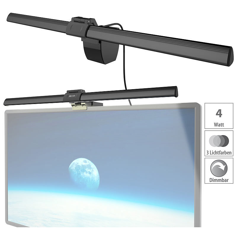 General Office XL-USB-LED-Leuchte für PC-Monitor, 3 Lichtfarben, dimmbar, 4 W, 40 cm