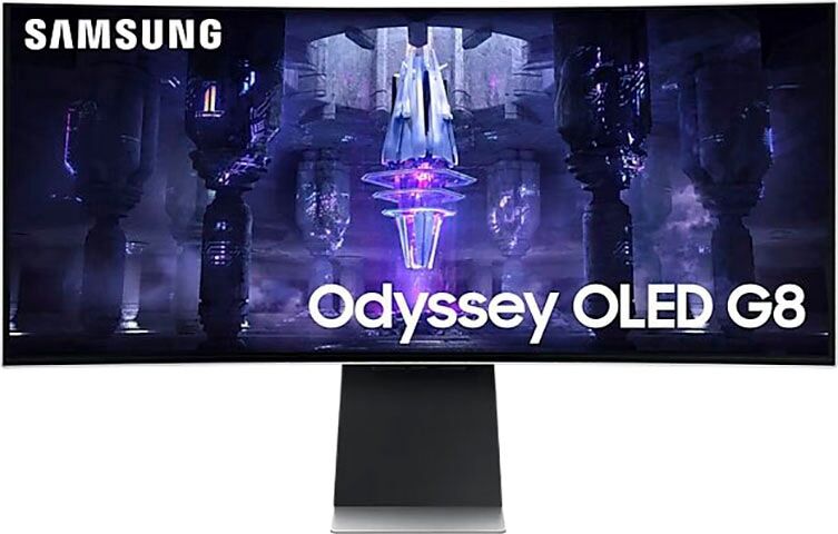 G (A bis G) SAMSUNG Curved-Gaming-OLED-Monitor "Odyssey OLED G8SB S34BG850SU" Monitore 0.03ms GTG silberfarben (silber) Monitore