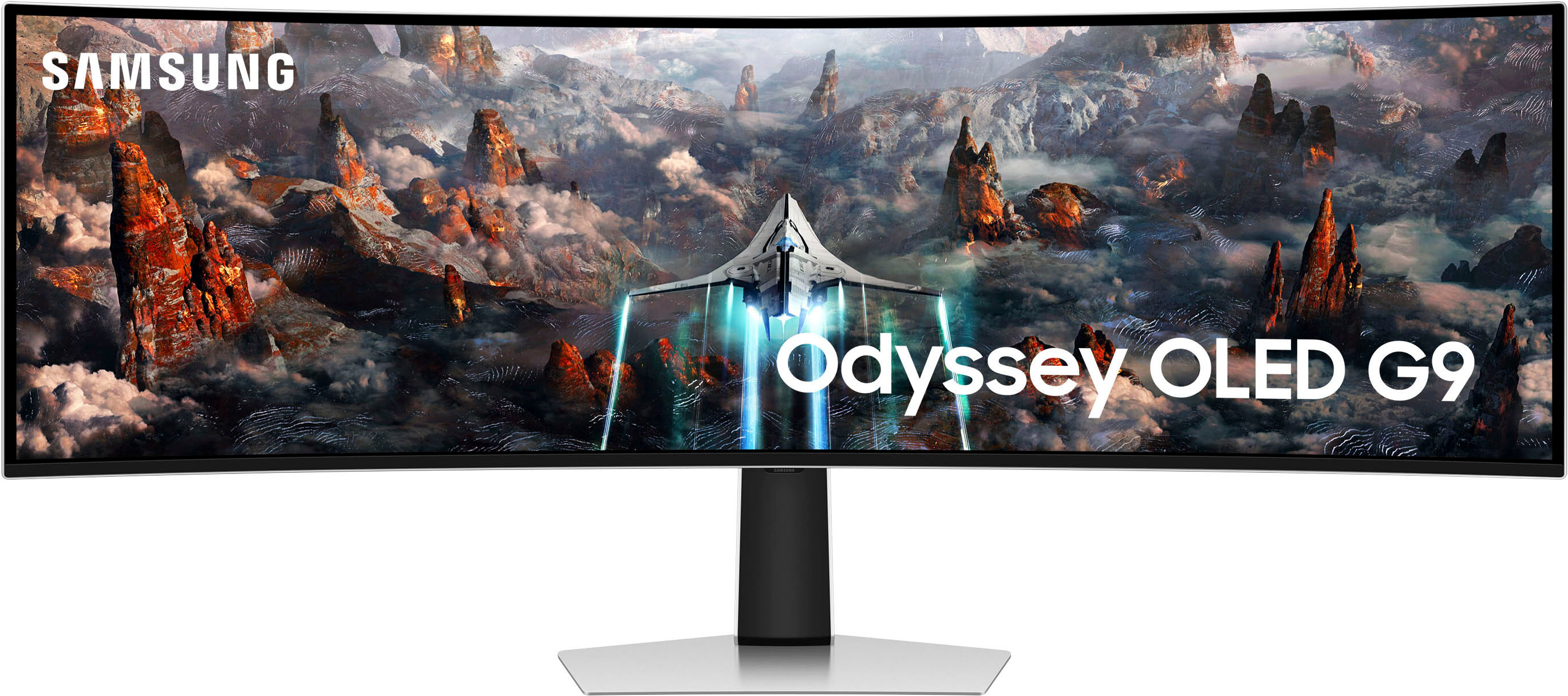 G (A bis G) SAMSUNG Curved-Gaming-OLED-Monitor "Odyssey OLED G9 S49CG934SU" Monitore 0.03ms (GG) silberfarben (silber) Monitore