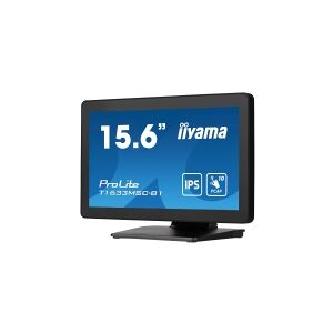 iiyama ProLite T1633MSC-B1 - LED-skærm - 15.6 - touchscreen - 1920 x 1080 Full HD (1080p) @ 60 Hz - IPS - 450 cd/m² - 1000:1 - 5 ms - HDMI, DisplayPort - højtalere - sort, mat finish