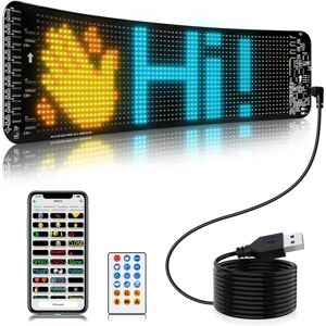 Heyone Rullende reklame LED-skilt, fleksibel USB 5V LED-bilskilt APP-kontrol, DIY-designtekst, mønstre, animationer (13,5''x4'')