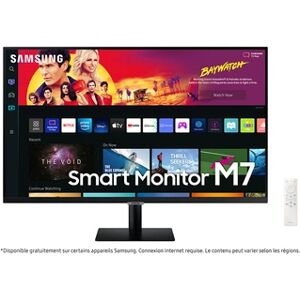 Samsung Smart Monitor M70B Noir 32'' (16:9), UHD 4K 3840x2160, 60Hz, VA 4ms, Plat, 300cd/m2, 3000:1, Inclinable, Enceintes, USB-C 1 * 65W, Cable(s) HDMI - Publicité