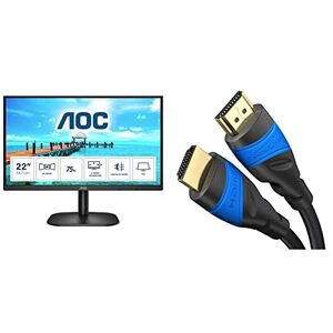AOC Ecran LED 22" 22B2H Full HD & KabelDirekt – 5 m – Câble HDMI 4K - Publicité