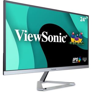 ViewSonic VX2476-Smhd Moniteur 24", Full HD, 4ms, 250 nits, VGA, HDMI, DisplayPort, haut-parleurs, H178 / V178, chassis argenté, sans bords sur 3 côtés, pied argenté - Publicité