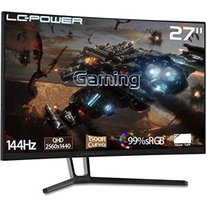 LC-POWER 27'' Ecran PC Gaming Incurvé 1500R, Moniteur PC VA, WQHD (2560X1440), 144HZ, 4 ms, DCI-P3 90%, Lunette Ultra-Mince, Inclinaison réglable, Prend en Charge HDMI/DP LC-M27-QHD-144-C-V2 - Publicité