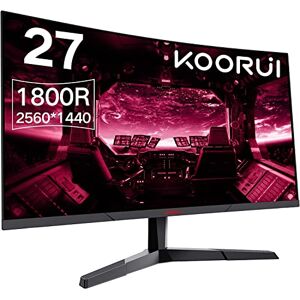 KOORUI 27'' Ecran PC Gaming Incurvé 1800R, Moniteur PC Dalle VA, Résolution QHD (2560X1440), 144HZ, 1MS, DCI-P3 85%, Lunette Ultra-Mince, Inclinaison réglable, Prend en Charge HDMI/DP - Publicité